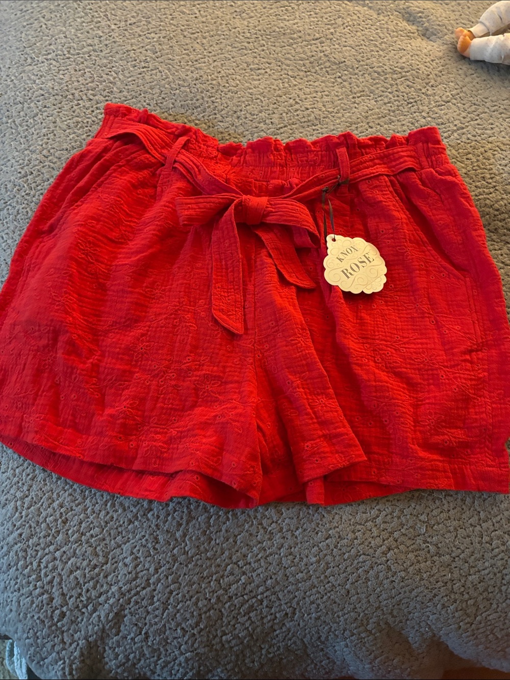 Red Paperbag Waist Women’s Shorts